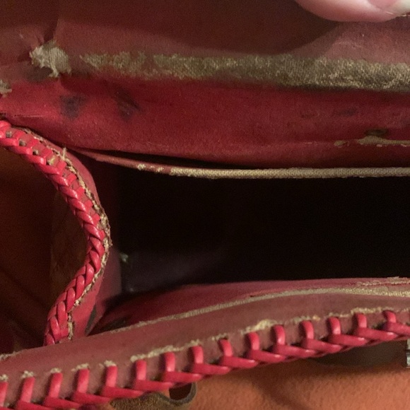 Vintage 1960’s “Butterfly” Hand tooled Leather Handbag 👜 red Stitching - Picture 11 of 12